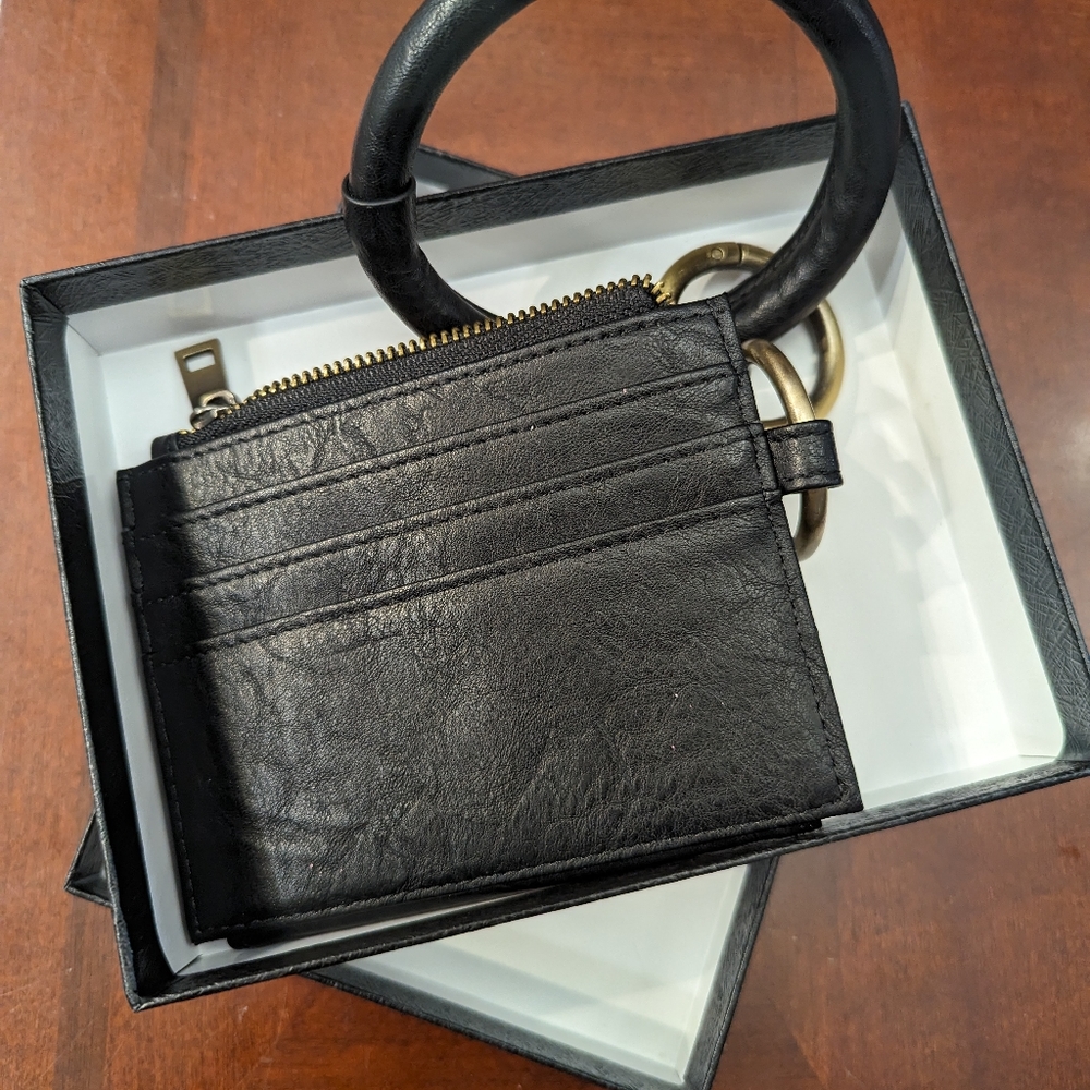 Black Leather Wristlet